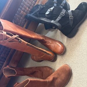 Free People Black and Brown Heeled Boots LOT
